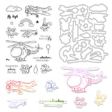 1Pc Carbon Steel Cutting Dies Stencils & 1 Sheet PVC Plastic Stamps, for DIY Scrapbooking/Photo Album, Decorative Embossing DIY Paper Card, High-flying  Animals Pattern