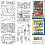 Globleland Books and Shelves Clear Stamps Seal for Card Making Decoration and DIY Scrapbooking