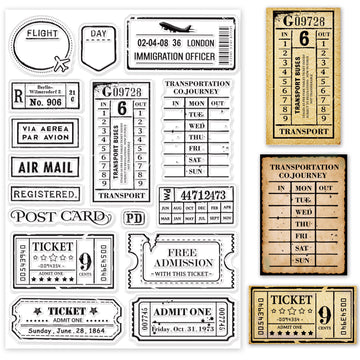 Globleland Travel Stamps, Air Tickets, Train Tickets Stamp Clear Silicone Stamp Seal for Card Making Decoration and DIY Scrapbooking