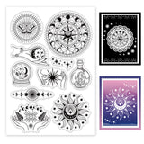 Globleland Mystery, Magic, Planet, Celestial Body, Sun, Moon, Stars, Eyes Clear Silicone Stamp Seal for Card Making Decoration and DIY Scrapbooking