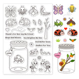 Globleland Ladybug, Butterfly, Bee, Ant, Snail, Caterpillar, Firefly, Mantis Clear Stamps Silicone Stamp Seal for Card Making Decoration and DIY Scrapbooking