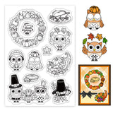 Globleland Autumn, Owl, Pumpkin, Thanksgiving, Harvest, Turkey, Cornucopia Clear Silicone Stamp Seal for Card Making Decoration and DIY Scrapbooking