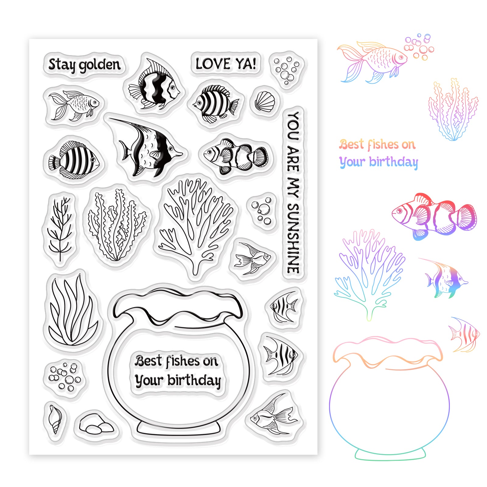 GLOBLELAND Goldfish Silicone Stamp Seal for Card Making Decoration and DIY Scrapbooking