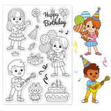 Globleland Happy Birthday, Cake, Gift, Candy, Doll, Balloon Clear Silicone Stamp Seal for Card Making Decoration and DIY Scrapbooking