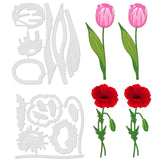 Globleland Tulips and Poppies Carbon Steel Cutting Dies Stencils, for DIY Scrapbooking/Photo Album, Decorative Embossing DIY Paper Card