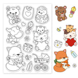 Globleland Animals, Foxes, Bears, Baby Products, Diaper Bottles, Pacifiers Clear Silicone Stamp Seal for Card Making Decoration and DIY Scrapbooking