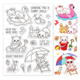 Globleland Beach Kitten Clear Stamps Silicone Stamp Seal for Card Making Decoration and DIY Scrapbooking