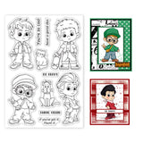 Globleland Cute Boy Greetings Clear Silicone Stamp Seal for Card Making Decoration and DIY Scrapbooking
