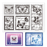 Globleland Butterfly, Manuscript, Word, Flower Clear Stamps Silicone Stamp Seal for Card Making Decoration and DIY Scrapbooking