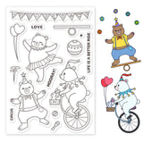 Globleland Circus Bear, Animal, Cartoon, Cute Clear Silicone Stamp Seal for Card Making Decoration and DIY Scrapbooking