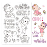 Globleland Girl, Baby, Elephant, Princess, Bow Clear Silicone Stamp Seal for Card Making Decoration and DIY Scrapbooking