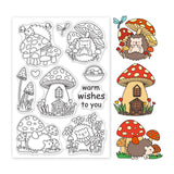 Globleland Mushrooms and Hedgehogs Stamps Silicone Stamp Seal for Card Making Decoration and DIY Scrapbooking