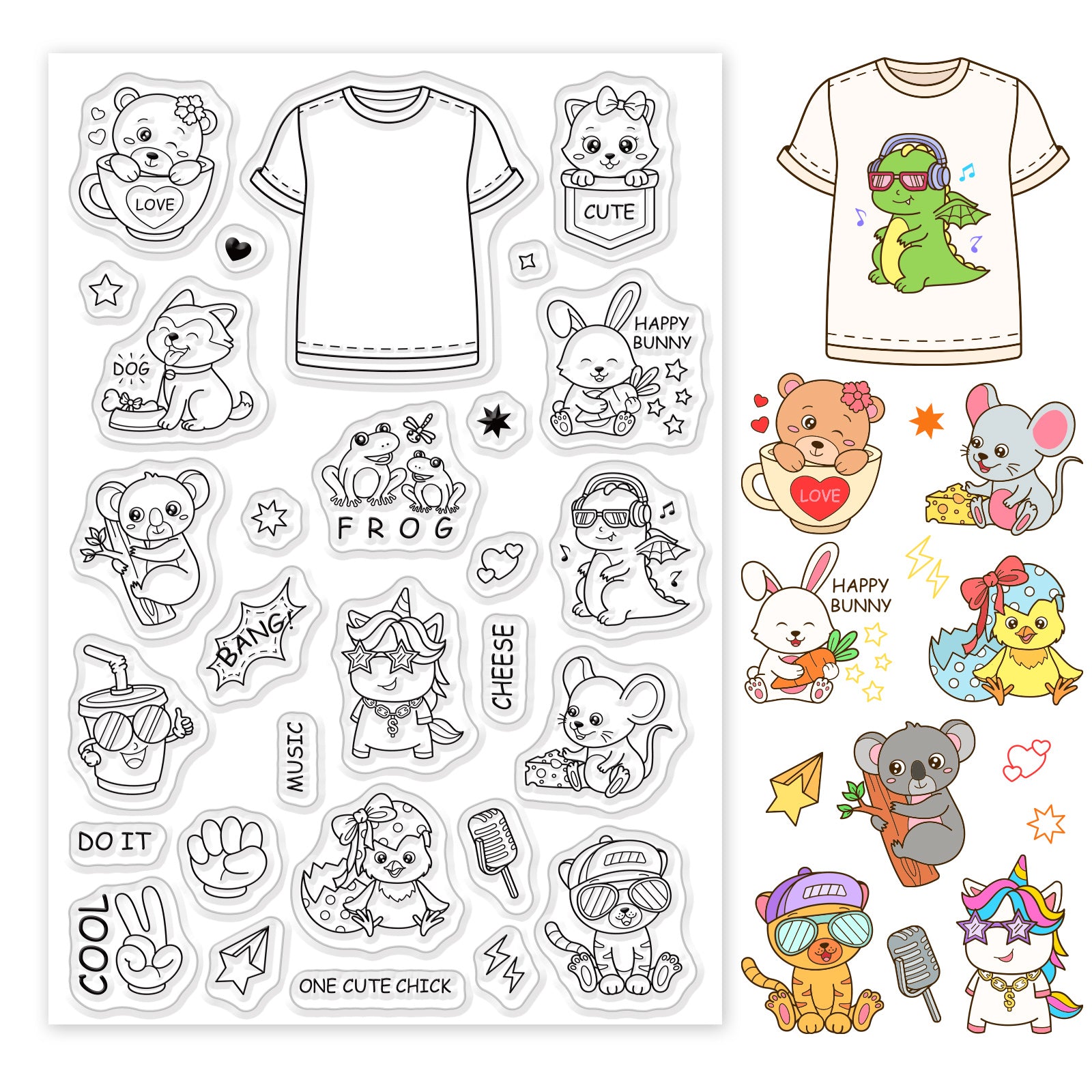 Globleland Small Animal Cool T-Shirt Clear Silicone Stamp Seal for Card Making Decoration and DIY Scrapbooking