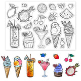 Globleland Ice Cream, Fruit, Cupcakes Stamp Clear Silicone Stamp Seal for Card Making Decoration and DIY Scrapbooking