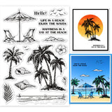 Globleland Beach Vacation, Coconut Trees Clear Silicone Stamp Seal for Card Making Decoration and DIY Scrapbooking