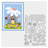 Globleland Mouse, Rain, Flowers, Raindrops, Grass, Ladybug, Cheese Carbon Steel Cutting Dies Stencils, for DIY Scrapbooking/Photo Album, Decorative Embossing DIY Paper Card