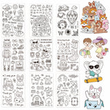 Globleland French Dou, Umbrella Bear, Goat, Rabbit, Hot Air Balloon, Summer Children, Sports Animals, Cool Cats, Dog Friends Clear Silicone Stamp Seal for Card Making Decoration and DIY Scrapbooking