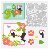 Globleland Toucan, Twigs, Flowers, Leaves, Butterfly, Tropical Plants Carbon Steel Cutting Dies Stencils, for DIY Scrapbooking/Photo Album, Decorative Embossing DIY Paper Card