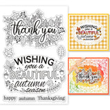 Globleland Thank You, Phrase Greeting, Happy Autumn, Thanksgiving Wishes, Autumn Leaves Clear Stamps Seal for Card Making Decoration and DIY Scrapbooking