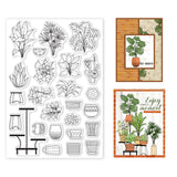 Globleland Plant, Potted Plant, Leaves, Cactus Clear Silicone Stamp Seal for Card Making Decoration and DIY Scrapbooking