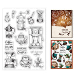 Globleland Retro, Coffee Tools, Coffee Beans, Greetings Clear Silicone Stamp Seal for Card Making Decoration and DIY Scrapbooking