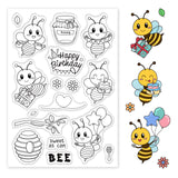 Globleland Bees, Honey, Happy Birthday, Insects, Flowers Clear Stamps Silicone Stamp Seal for Card Making Decoration and DIY Scrapbooking