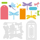 Globleland Dragonfly and Label Frame Carbon Steel Cutting Dies Stencils, for DIY Scrapbooking/Photo Album, Decorative Embossing DIY Paper Card
