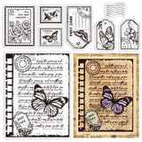 Globleland Custom PVC Plastic Clear Stamps, for DIY Scrapbooking, Photo Album Decorative, Cards Making, Butterfly Pattern, 160x110x3mm