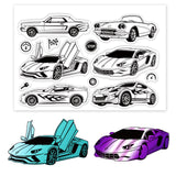 Globleland Sports Car, Car, Retro Stamp Clear Silicone Stamp Seal for Card Making Decoration and DIY Scrapbooking