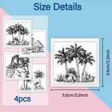 Globleland 4Pcs 4 Styles PVC Stamp, for DIY Scrapbooking, Tree, 55x55mm, 1pc/style