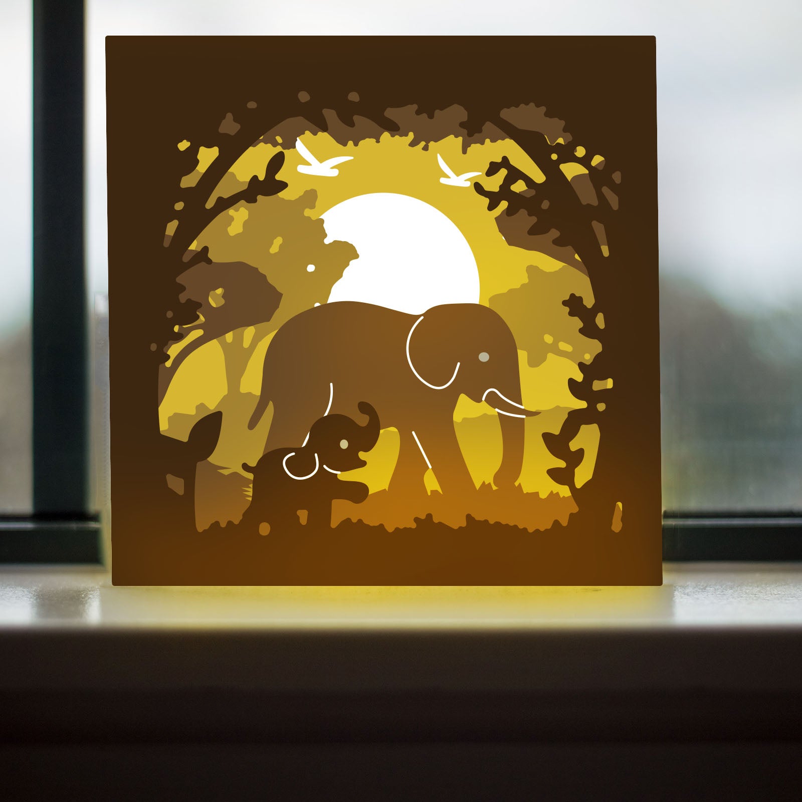 Globleland Elephant Light Box Carbon Steel Cutting Dies Stencils, for DIY Scrapbooking/Photo Album, Decorative Embossing DIY Paper Card
