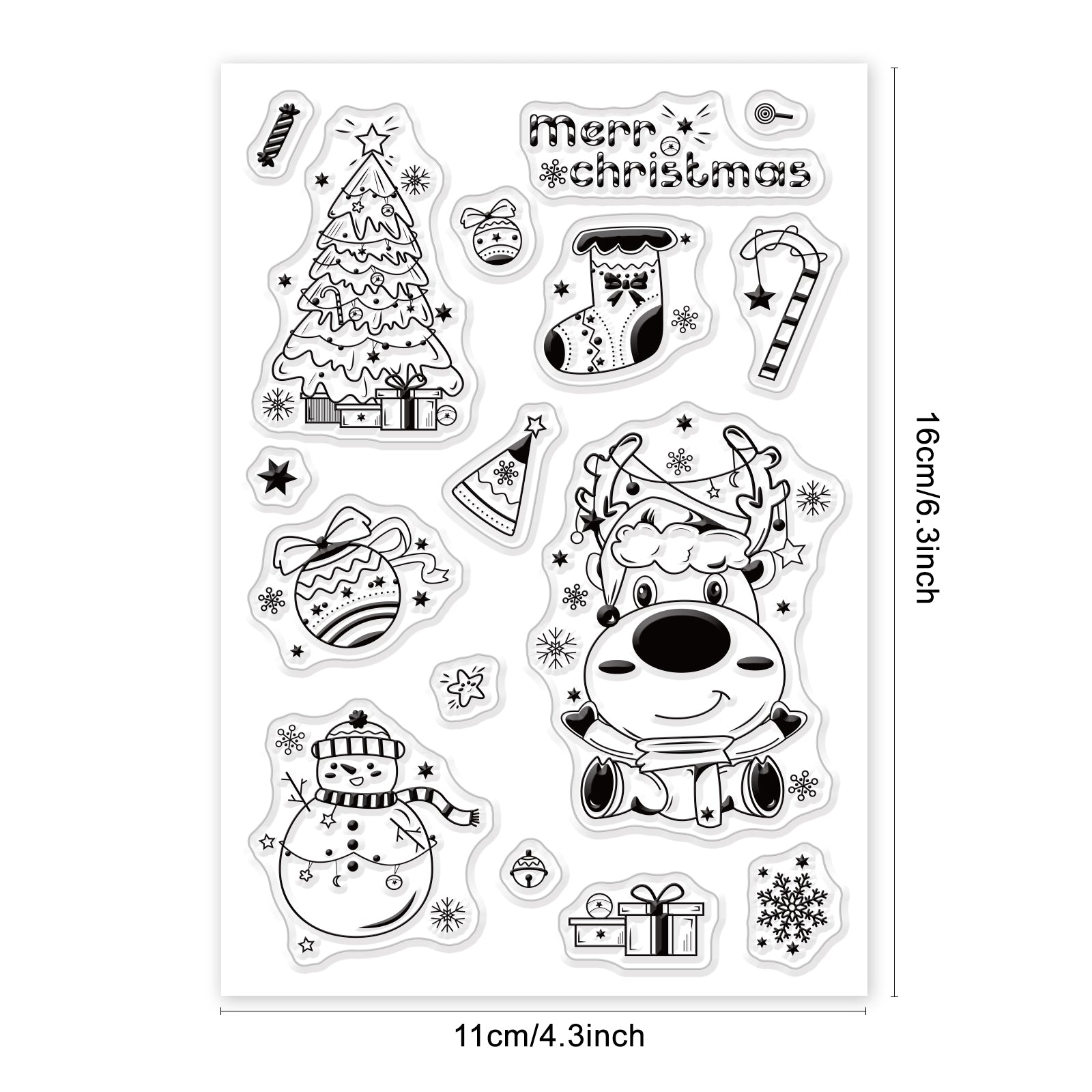 GLOBLELAND PVC Plastic Stamps, for DIY Scrapbooking, Photo Album Decorative, Cards Making, Stamp Sheets, Christmas Themed Pattern, 16x11x0.3cm