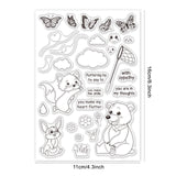 Globleland Butterfly and Animals, Butterfly Net, Fox, Rabbit, Bear, Cloud, Flower, Grass Clear Stamps Silicone Stamp Seal for Card Making Decoration and DIY Scrapbooking