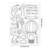 Globleland Baby Elephants, Hot Air Balloons, Balloons, Clouds, Stars Clear Silicone Stamp Seal for Card Making Decoration and DIY Scrapbooking