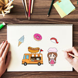 Globleland Food Truck, Burgers, Fries, Donuts, Ice Cream, Sushi, Ketchup, Hot Dogs, Cola, Banner, Waiter Clear Silicone Stamp Seal for Card Making Decoration and DIY Scrapbooking