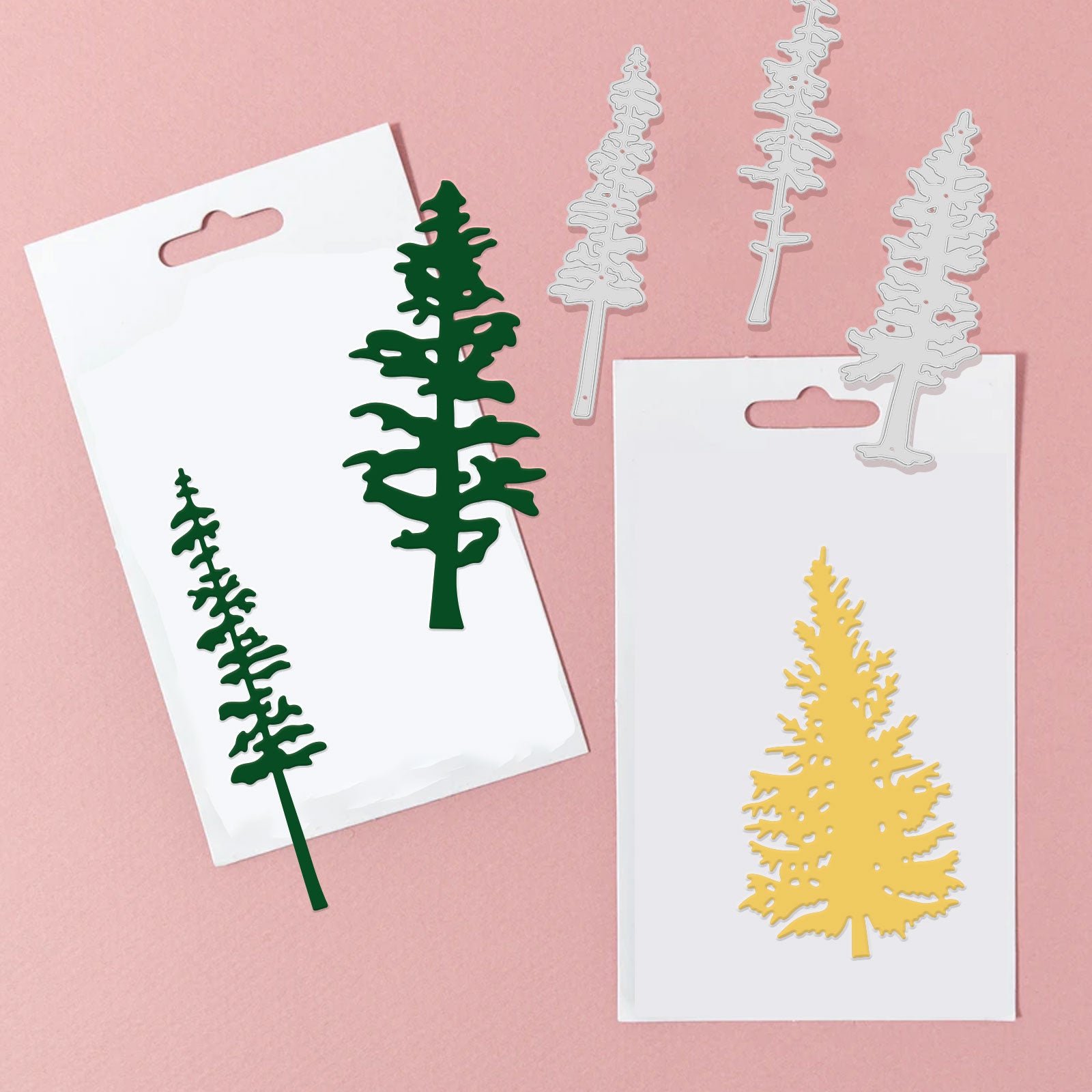 Globleland 8 Pcs Pine Tree, Christmas Tree Carbon Steel Cutting Dies Stencils, for DIY Scrapbooking/Photo Album, Decorative Embossing DIY Paper Card