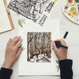 Globleland Birch Forest, Forest Background, Deer in the Forest Clear Silicone Stamp Seal for Card Making Decoration and DIY Scrapbooking