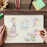 Globleland Cute Animals, Friends, Balloons, Cute Rabbits, Hot Air Balloons Clear Stamps Silicone Stamp Seal for Card Making Decoration and DIY Scrapbooking