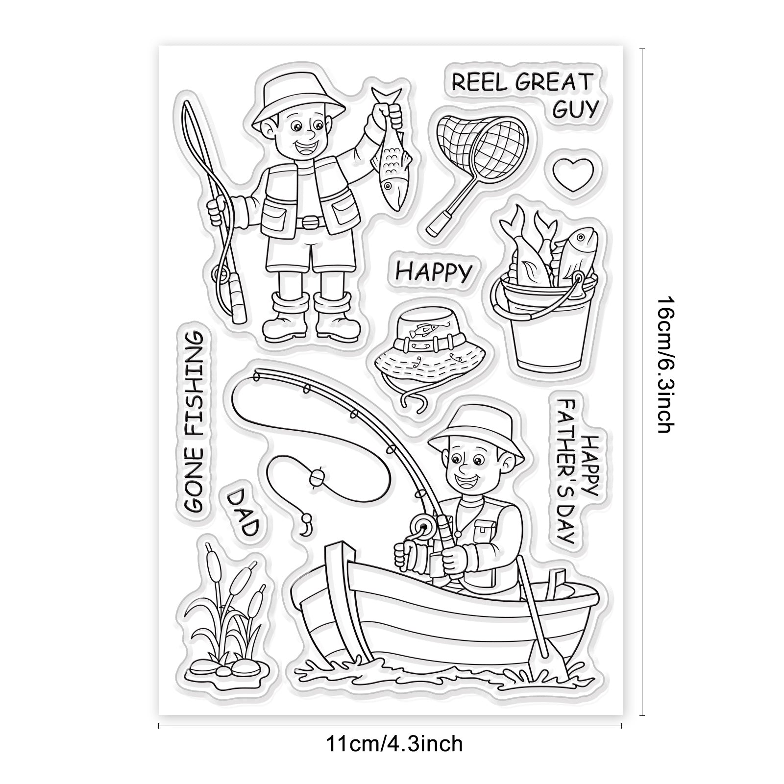 Fishing Dad Stamp Clear Silicone Stamp Seal for Card Making Decoration and DIY Scrapbooking