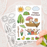 Globleland Cat, Boat, Sun, Duck Clear Silicone Stamp Seal for Card Making Decoration and DIY Scrapbooking