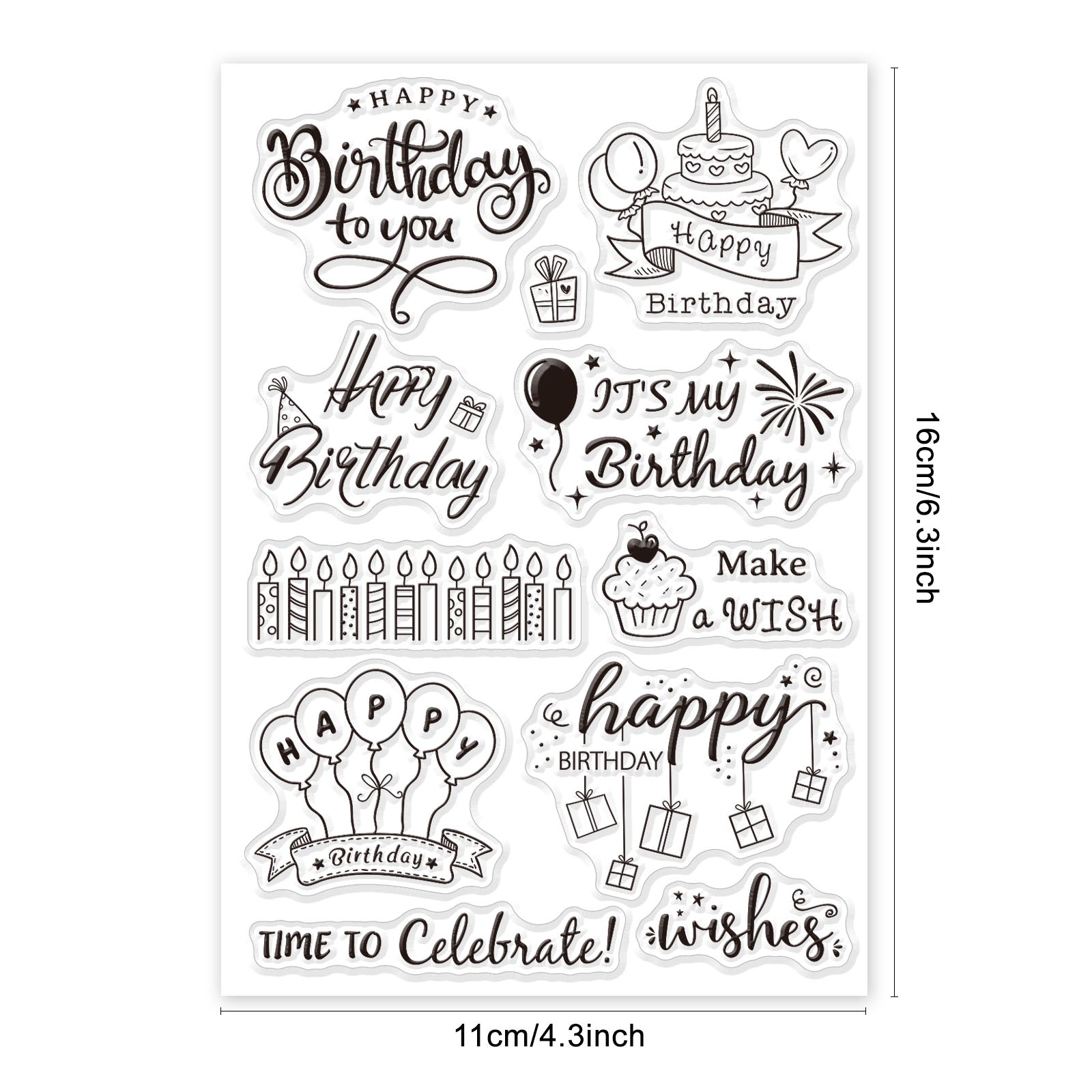 GLOBLELAND Happy Birthday Words Clear Stamps Silicone Stamp Cards Birthday  Blessing Words Clear Stamps for Card Making Decoration and DIY Scrapbooking
