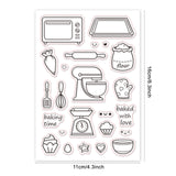 Globleland Oven, Baking Pan, Piping Bag, Rolling Pin, Flour, Spatula, Whisk, Whisk, Gloves, Scale, Small Cake, Bowl, Mould, Eggs Clear Silicone Stamp Seal for Card Making Decoration and DIY Scrapbooking