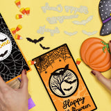 Globleland Halloween Text, Bats, Round Frame Carbon Steel Cutting Dies Stencils, for DIY Scrapbooking/Photo Album, Decorative Embossing DIY Paper Card