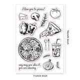 Globleland Pizza, Tomatoes, Rosemary, Mushrooms, Cheese, Green Peppers, Knife and Fork, Cola, Drinks, Onions Clear Silicone Stamp Seal for Card Making Decoration and DIY Scrapbooking