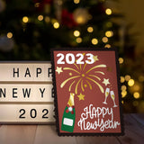 Globleland Happy New Year Word, Champagne, Fireworks Carbon Steel Cutting Dies Stencils, for DIY Scrapbooking/Photo Album, Decorative Embossing DIY Paper Card