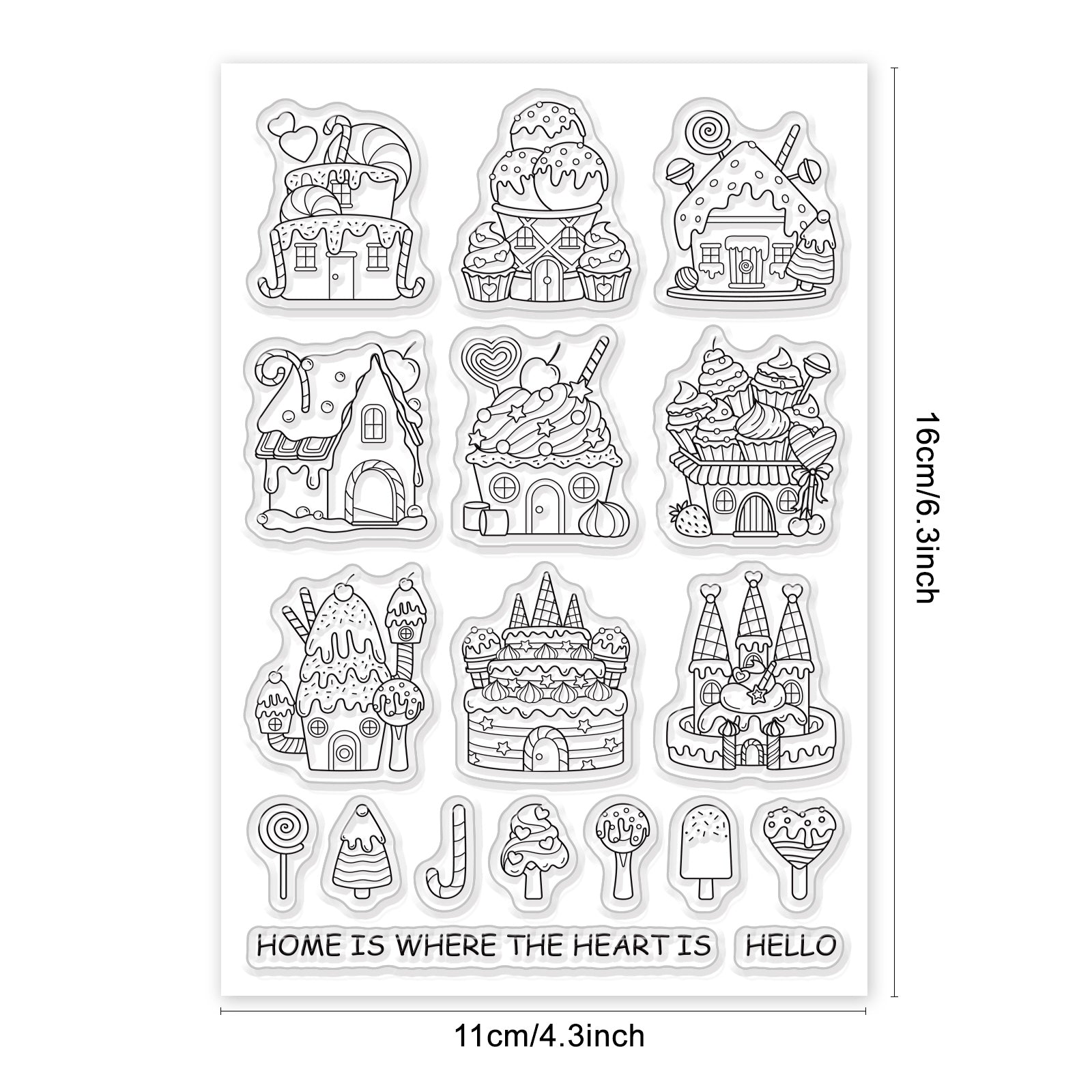 Globleland Dessert, House, Cake Clear Silicone Stamp Seal for Card Making Decoration and DIY Scrapbooking