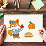 Fox, Food, Apple Pie, Candy, Pumpkin, Fruit, Pear, Lemon, Cherries, Fallen Leaves Clear Silicone Stamp Seal for Card Making Decoration and DIY Scrapbooking