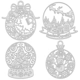 GLOBLELAND 4Pcs 4 Styles Christmas Carbon Steel Cutting Dies Stencils, for DIY Scrapbooking/Photo Album, Decorative Embossing DIY Paper Card, Christmas Themed Pattern, 1pc/style