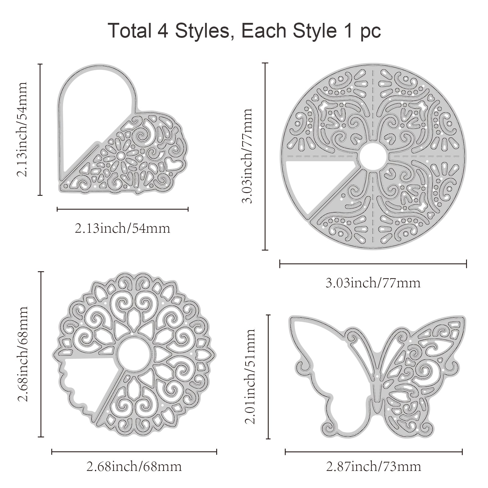 Globleland Wine Glass Label, Butterfly, Heart, Circle, Pattern Carbon Steel Cutting Dies Stencils, for DIY Scrapbooking/Photo Album, Decorative Embossing DIY Paper Card