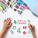 Globleland Christmas Wreath, Winter Plants, Holly, Pine Cones, Mistletoe, Poinsettia Stamp Clear Silicone Stamp Seal for Card Making Decoration and DIY Scrapbooking